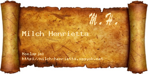 Milch Henrietta névjegykártya